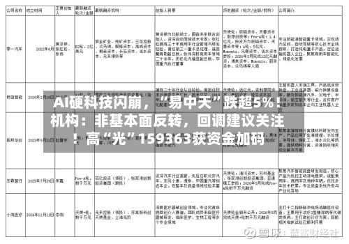 AI硬科技闪崩	，“易中天”跌超5%！机构：非基本面反转，回调建议关注！高“光”159363获资金加码-第3张图片
