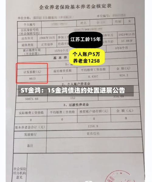 ST金鸿：15金鸿债违约处置进展公告