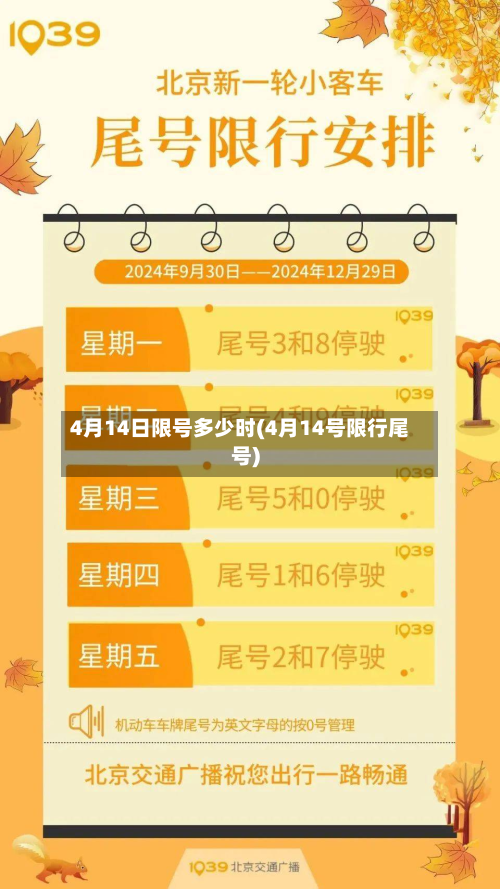 4月14日限号多少时(4月14号限行尾号)