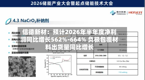 信德新材:预计2026年半年度净利润同比增长562%-664% 负极包覆材料出货量同比增长-第2张图片