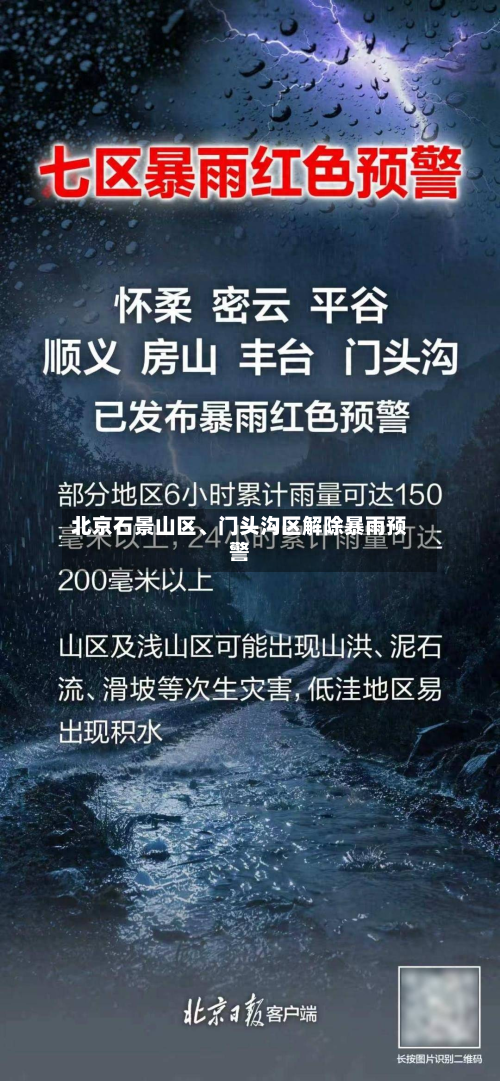 北京石景山区	、门头沟区解除暴雨预警-第2张图片
