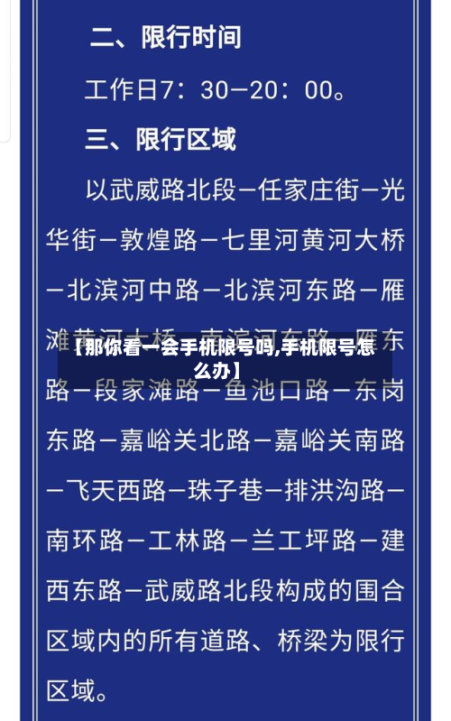 【那你看一会手机限号吗,手机限号怎么办】