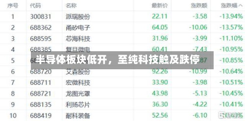 半导体板块低开，至纯科技触及跌停-第2张图片