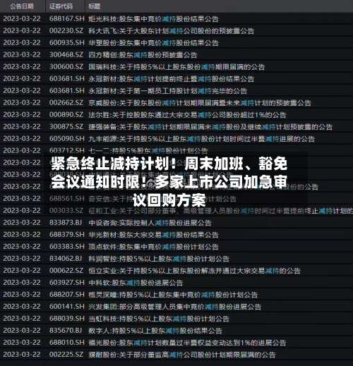 紧急终止减持计划！周末加班、豁免会议通知时限！多家上市公司加急审议回购方案-第2张图片
