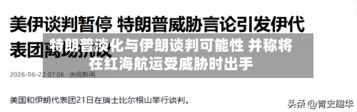 特朗普淡化与伊朗谈判可能性 并称将在红海航运受威胁时出手-第1张图片