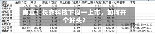 官宣！长鑫科技下周一上市	，如何开个好头？-第2张图片