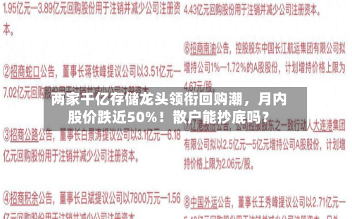 两家千亿存储龙头领衔回购潮	，月内股价跌近50%！散户能抄底吗？-第3张图片