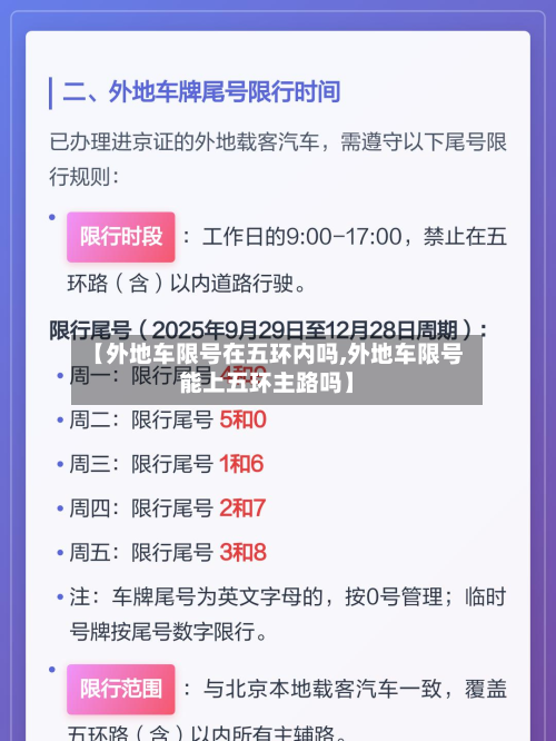 【外地车限号在五环内吗,外地车限号能上五环主路吗】