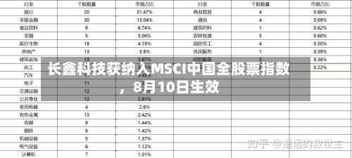 长鑫科技获纳入MSCI中国全股票指数	，8月10日生效-第2张图片