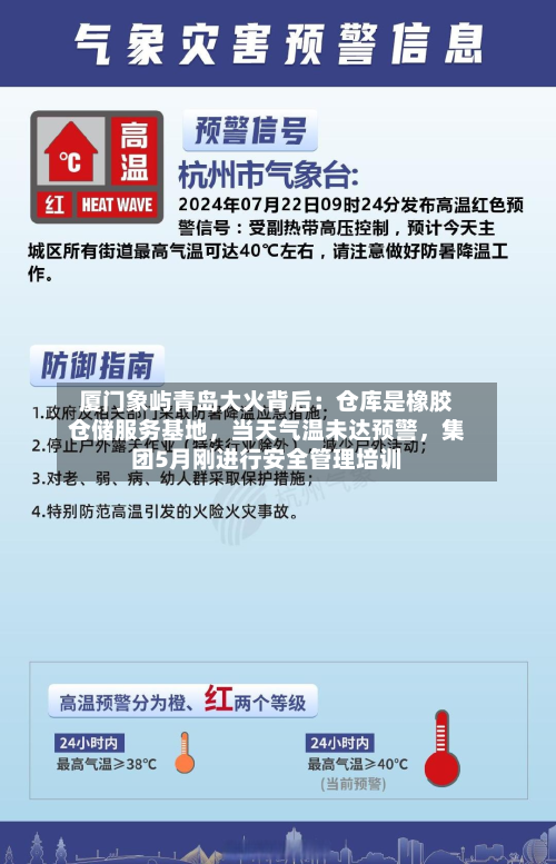 厦门象屿青岛大火背后：仓库是橡胶仓储服务基地，当天气温未达预警，集团5月刚进行安全管理培训-第2张图片