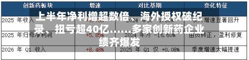 上半年净利增超数倍	、海外授权破纪录、扭亏超40亿……多家创新药企业绩齐爆发-第2张图片