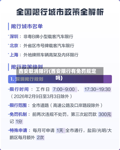 西安取消限行(西安限行有免罚规定吗)-第1张图片