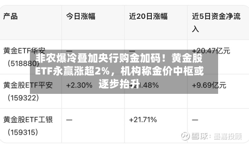 非农爆冷叠加央行购金加码！黄金股ETF永赢涨超2%，机构称金价中枢或逐步抬升-第3张图片