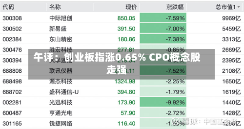 午评:创业板指涨0.65% CPO概念股走强-第2张图片