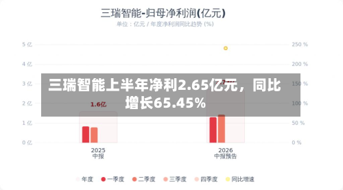 三瑞智能上半年净利2.65亿元，同比增长65.45%-第3张图片