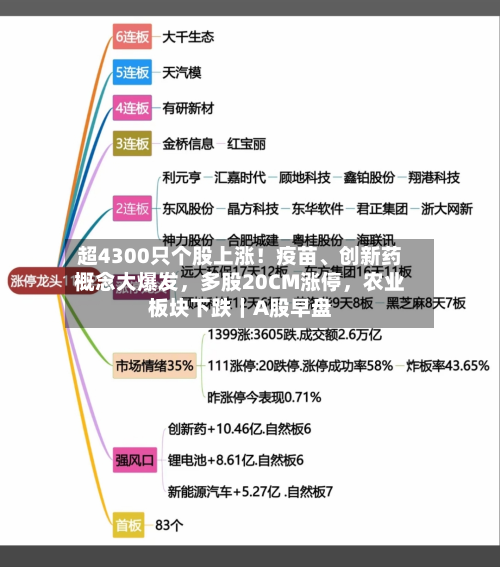 超4300只个股上涨！疫苗、创新药概念大爆发，多股20CM涨停	，农业板块下跌｜A股早盘-第3张图片