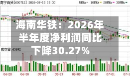 海南华铁：2026年半年度净利润同比下降30.27%