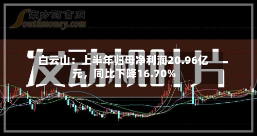 白云山：上半年归母净利润20.96亿元	，同比下降16.70%-第2张图片