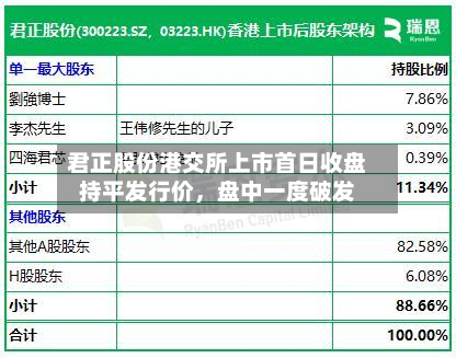 君正股份港交所上市首日收盘持平发行价	，盘中一度破发-第2张图片
