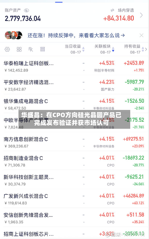 华盛昌：在CPO方向硅光晶圆产品已完成发布验证并获市场认可-第2张图片