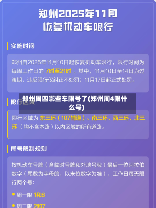 郑州周四哪些车限号了(郑州周4限什么号)