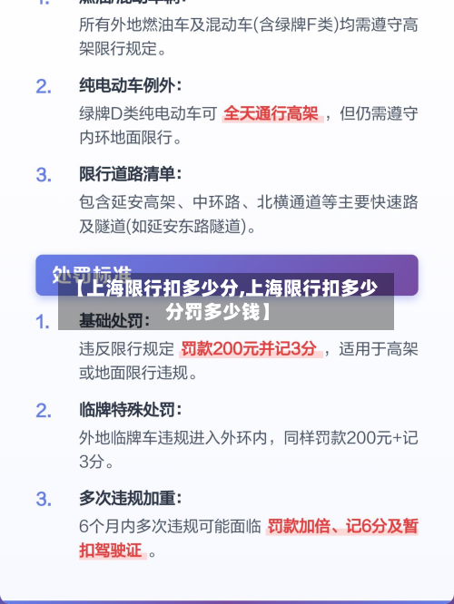 【上海限行扣多少分,上海限行扣多少分罚多少钱】