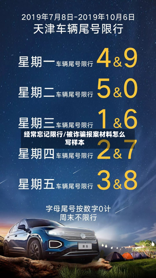 经常忘记限行/被诈骗报案材料怎么写样本