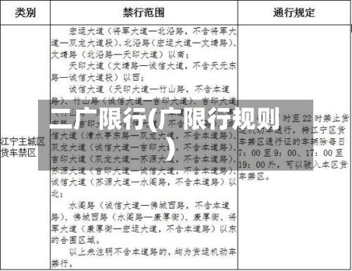 二广限行(广限行规则)