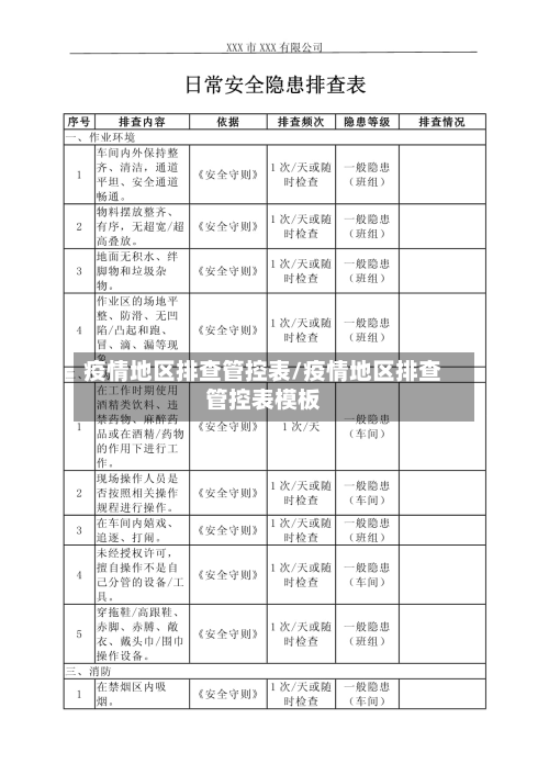 疫情地区排查管控表/疫情地区排查管控表模板
