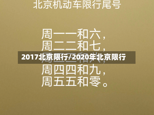 2017北京限行/2020年北京限行