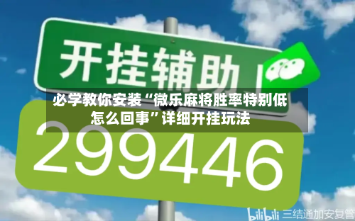 必学教你安装“微乐麻将胜率特别低怎么回事”详细开挂玩法-第3张图片