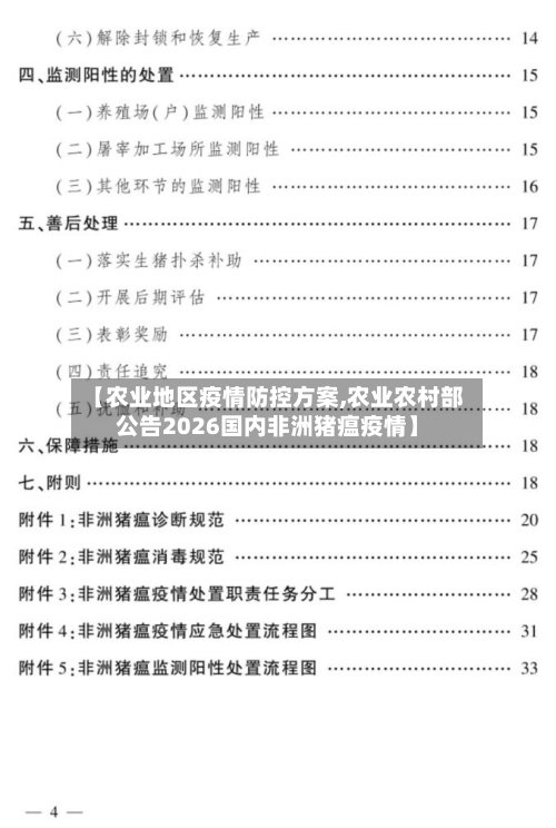 【农业地区疫情防控方案,农业农村部公告2026国内非洲猪瘟疫情】-第1张图片