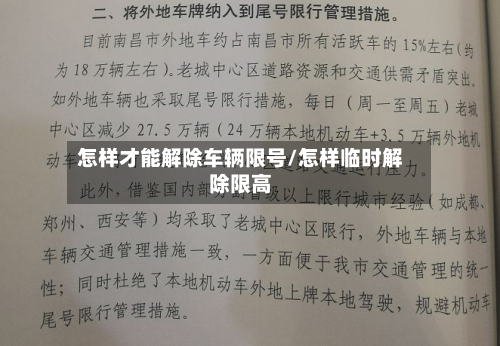 怎样才能解除车辆限号/怎样临时解除限高