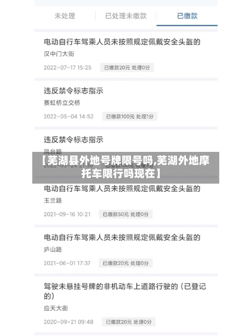 【芜湖县外地号牌限号吗,芜湖外地摩托车限行吗现在】