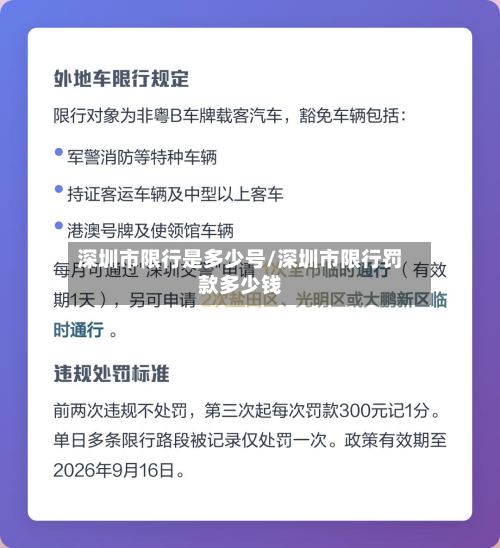深圳市限行是多少号/深圳市限行罚款多少钱-第3张图片