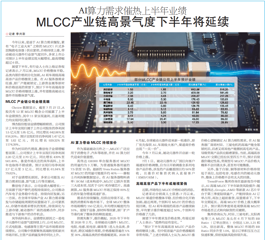 MLCC概念大涨!高端产品有望继续涨价