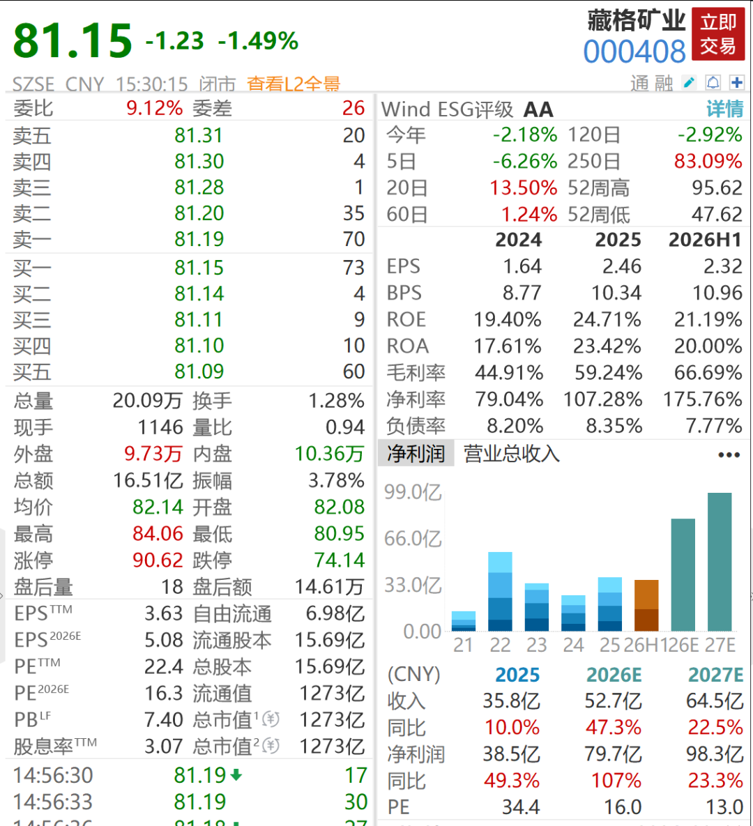 千亿铜矿巨头，净利大增超100%创历史新高